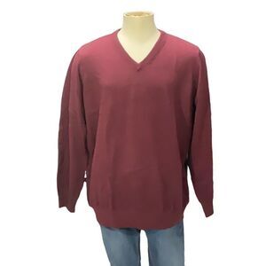 L.L. Bean Maroon V Neck Cotton Cashmere blend Sweater Mens Size XXL Reg